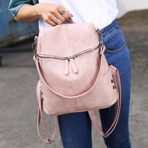 Blush Vegan Leather Mini Backpack - Picture 3 of 8